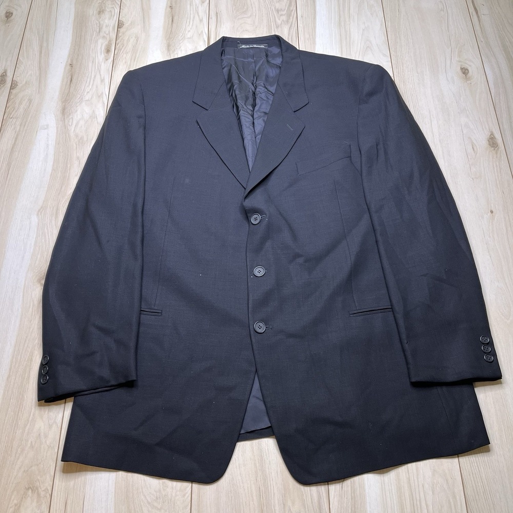 Armani Mani Full Canvas Woolmark Tessuto Sports Coat Blazer Gray Mens Size 46L